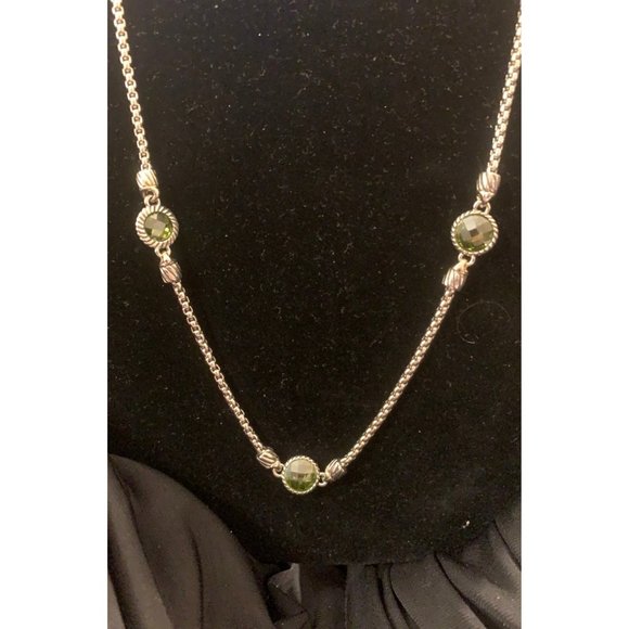 30in 7 Faceted Green Stones Necklace - Picture 2 of 5